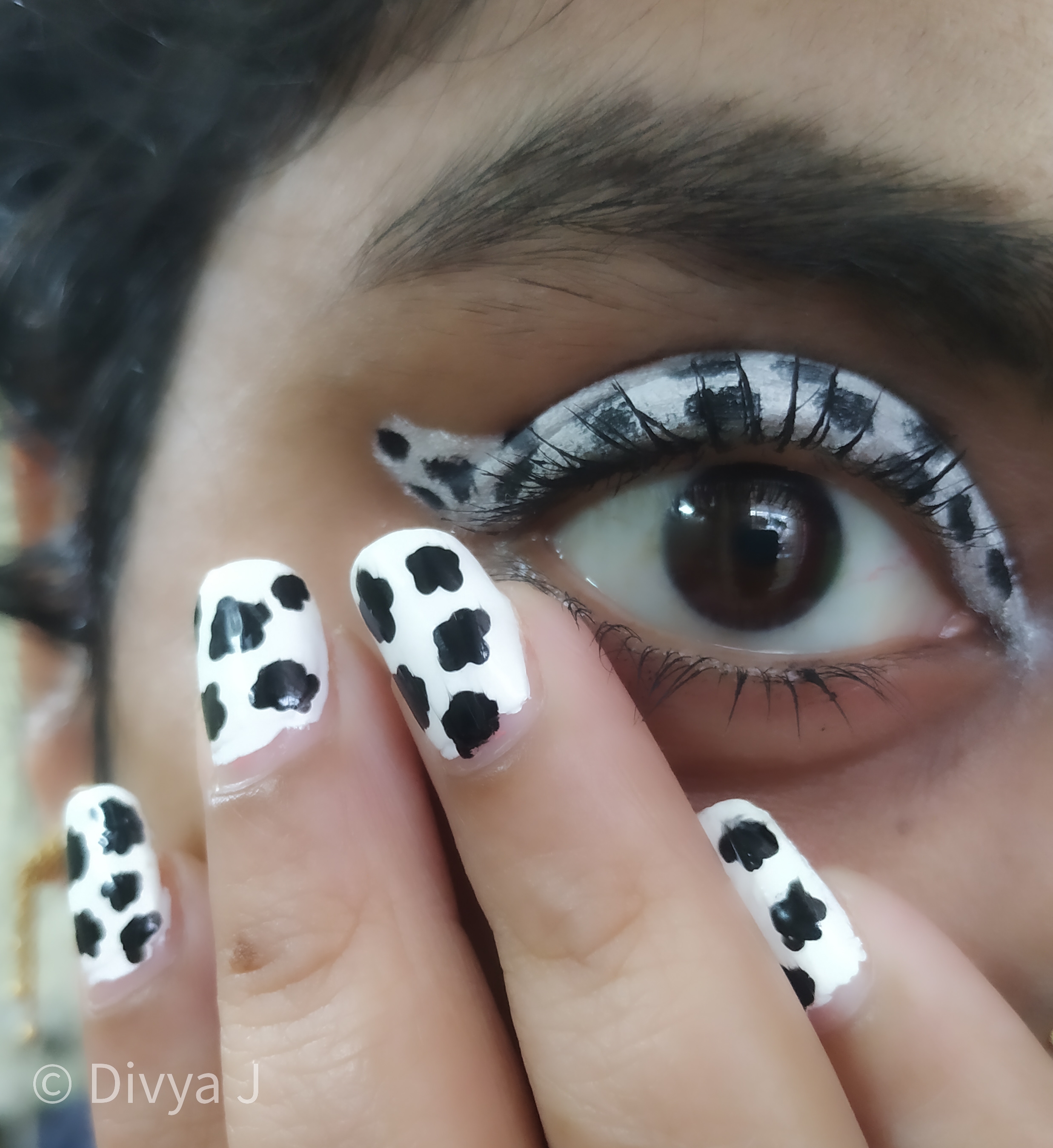Cow Print Nails/ Nude and Cute Animal Print nail art | Tubers Amino